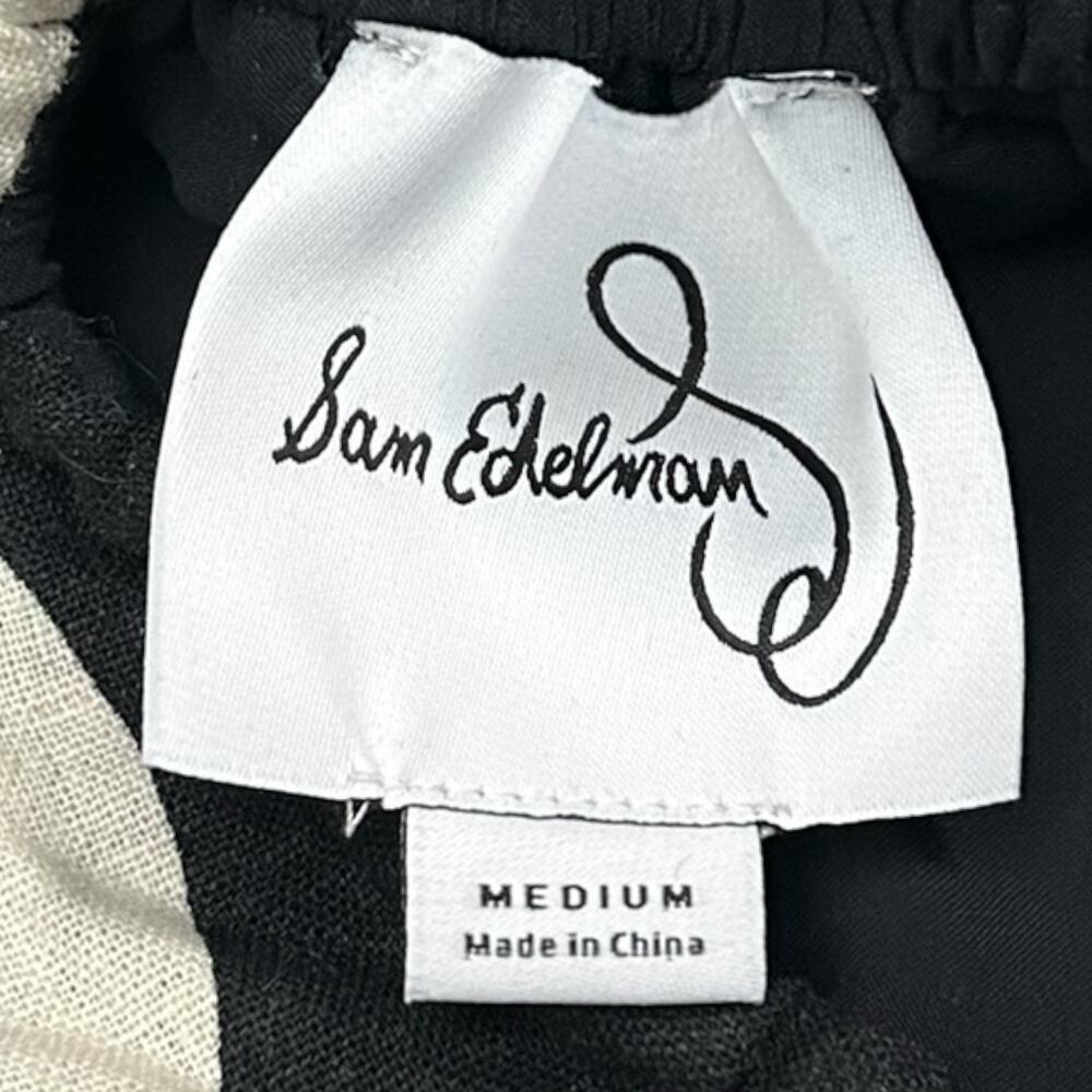 NEW Sam Edelman Merisa Linen-Blend Cutout Midi Sundress Black White M - Picture 14 of 16